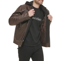 Calvin Klein Men's Faux Lamb Leather Moto Jacket