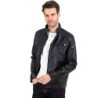 Mens Leather Jacket Slim Fit Stand Collar PU Motorcycle Jacket