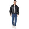 Fahsyee Leather Jackets for Men, Faux Bomber Jacket Motorcycle Coat