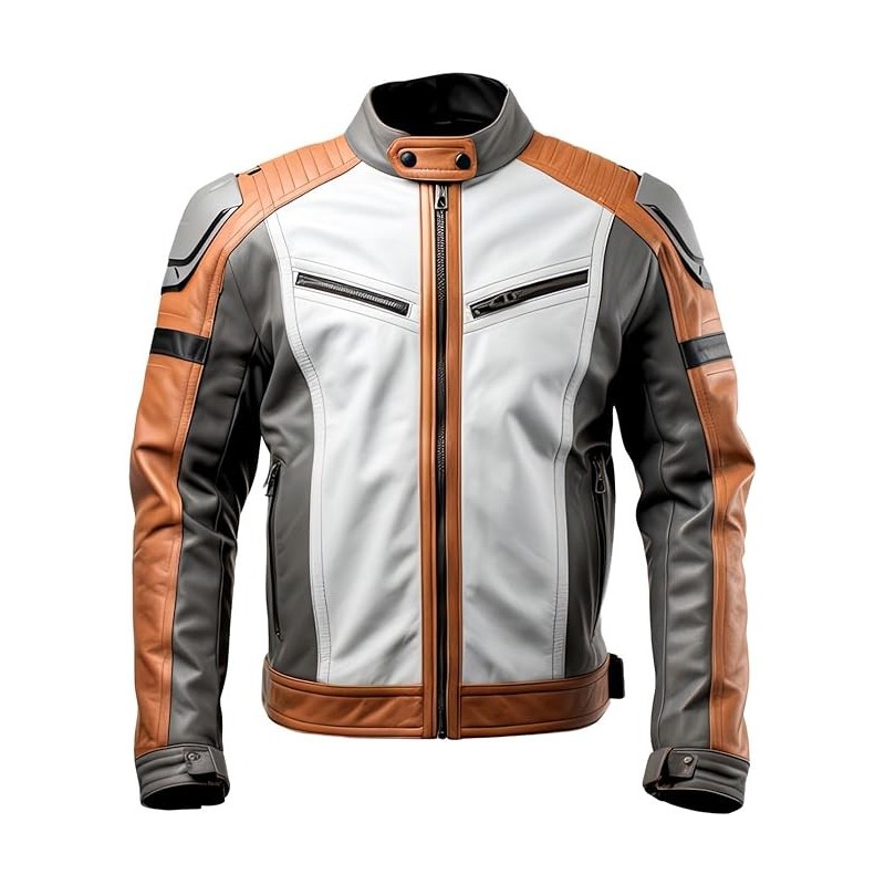 Grey-Brown Sheepskin Cafe Racer Jacket – A Classy Spin on Casual Cool