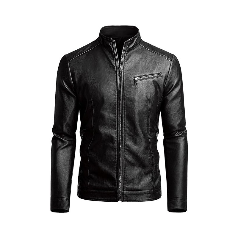 Fairylinks Men's Casual Faux Leather Jacket