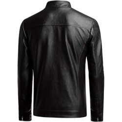 Fairylinks Men's Casual Faux Leather Jacket