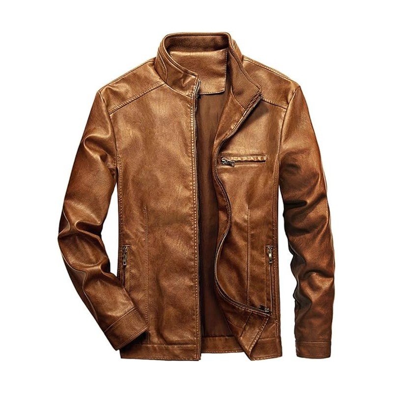 WULFUL Men's Leather Jacket Lightweight Faux Leather Outwear