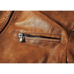 WULFUL Men's Leather Jacket Lightweight Faux Leather Outwear