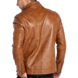 Men's Leather Jacket Motorcycle Lightweight Faux Leather Outwear