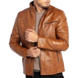 Men's Leather Jacket Motorcycle Lightweight Faux Leather Outwear