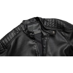 Men's Stand Collar Leather Jacket Motorcycle Lightweight Faux Leather