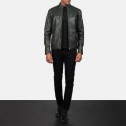 Ionic Green Leather Biker Jacket