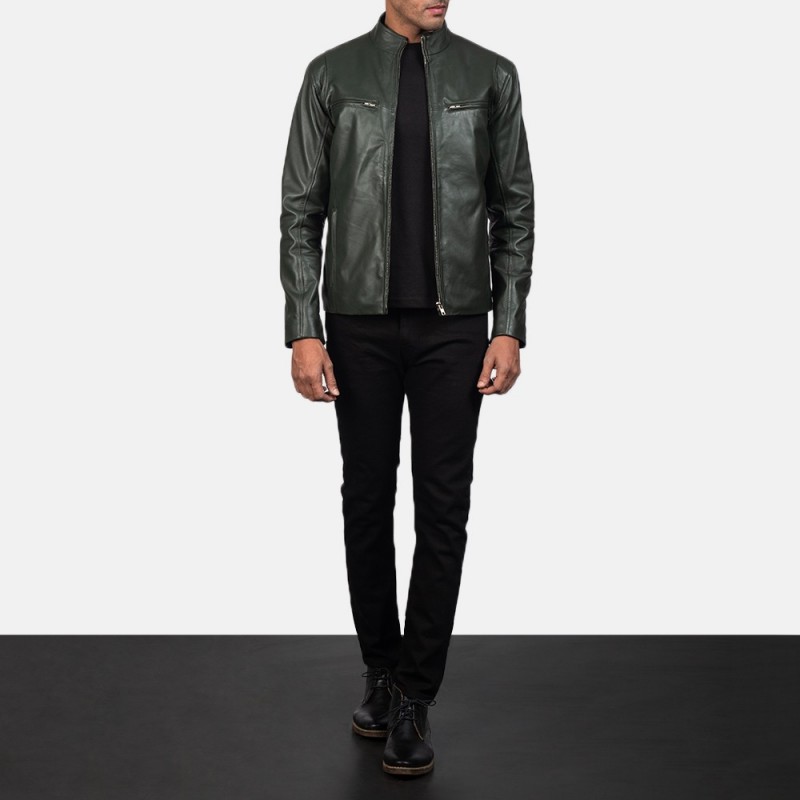 Ionic Green Leather Biker Jacket