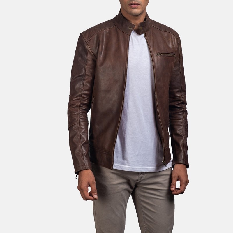 Dean Brown Leather Biker Jacket