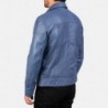 Lavendard Blue Leather Biker Jacket