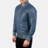 Bomia Ma-1 Blue Leather Bomber Jacket