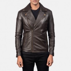 Noah Brown Leather Biker Jacket