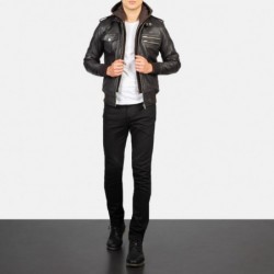 Bravado Brown Hooded Leather Bomber Jacket