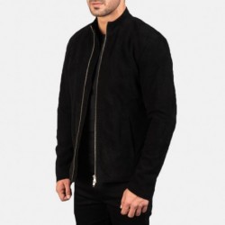 Charcoal Black Suede Biker Jacket