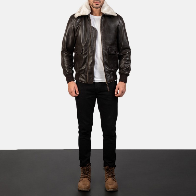 Airin G-1 Brown Leather Bomber Jacket