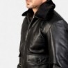 Airin G-1 Black Leather Bomber Jacket