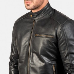 Dean Black Leather Biker Jacket