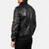 Agent Shadow Black Leather Bomber Jacket