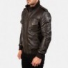 Agent Shadow Brown Leather Bomber Jacket