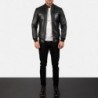 Sven Black Leather Bomber Jacket