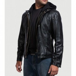 Highschool Black Hooded Leather Jacket