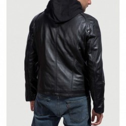 Highschool Black Hooded Leather Jacket