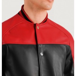 Terrance Black & Red Leather Varsity Jacket