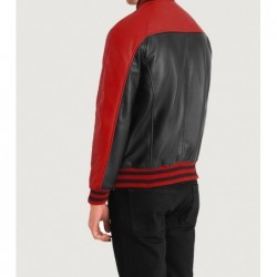 Terrance Black & Red Leather Varsity Jacket