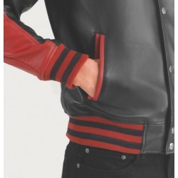 Terrance Black & Red Leather Varsity Jacket