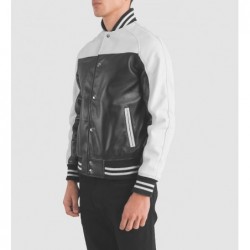 Terrance Black & White Leather Varsity Jacket