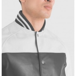 Terrance Black & White Leather Varsity Jacket