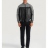 Terrance Black & Grey Leather Varsity Jacket