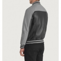 Terrance Black & Grey Leather Varsity Jacket