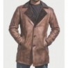 Cinnamon Distressed Leather Fur Coat