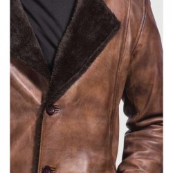 Cinnamon Distressed Leather Fur Coat