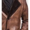 Cinnamon Distressed Leather Fur Coat