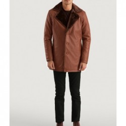 Cinnamon Brown Leather Fur Coat