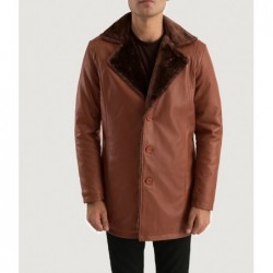 Cinnamon Brown Leather Fur Coat