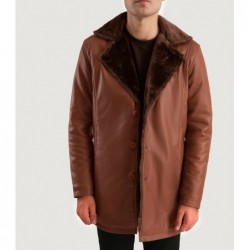 Cinnamon Brown Leather Fur Coat