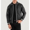 Cooper Black Leather Varsity Jacket