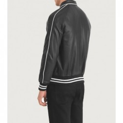 Cooper Black Leather Varsity Jacket