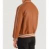 Cooper Tan Brown Leather Varsity Jacket