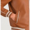 Cooper Tan Brown Leather Varsity Jacket