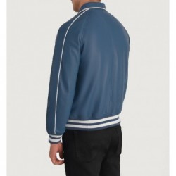 Cooper Blue Leather Varsity Jacket