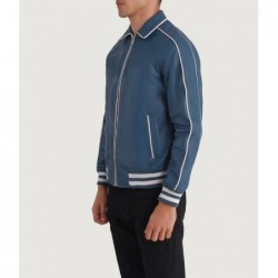 Cooper Blue Leather Varsity Jacket