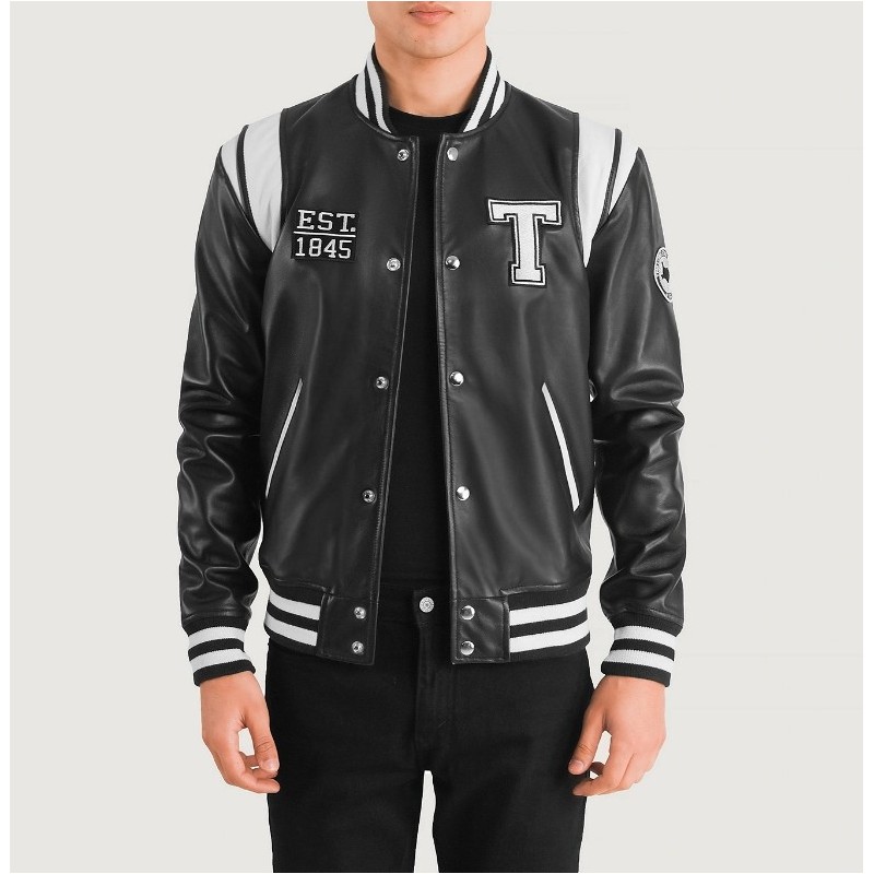 Liberte Texas Black Leather Varsity Jacket