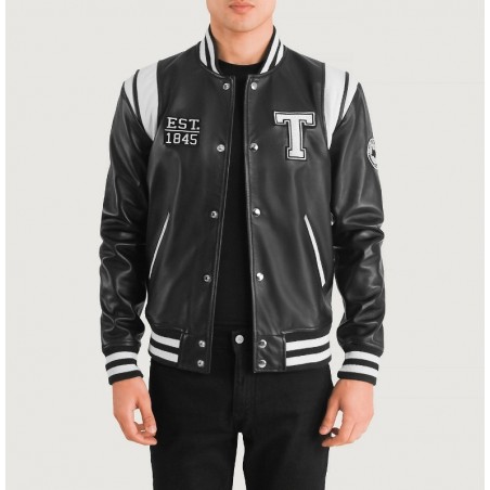 Liberte Texas Black Leather Varsity Jacket