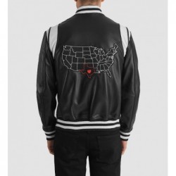 Liberte Texas Black Leather Varsity Jacket