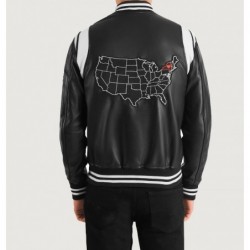 Liberte New York Black Leather Varsity Jacket